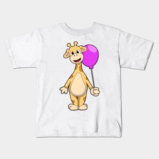 Giraffe with Balloon Kids T-Shirt